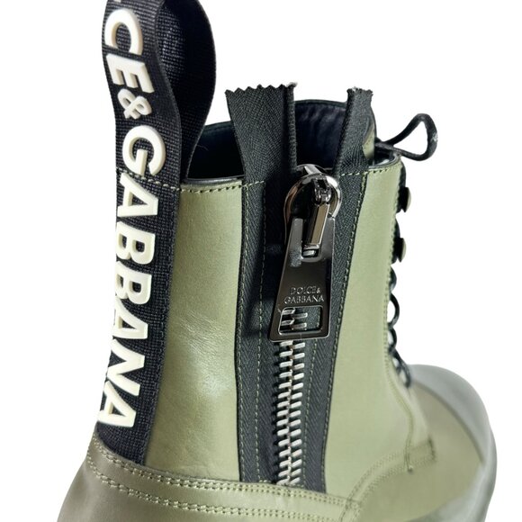 $1,345 DOLCE & GABBANA Military Green Leather Firenze Combat Men\'s Boots 7UK 8US main image 7